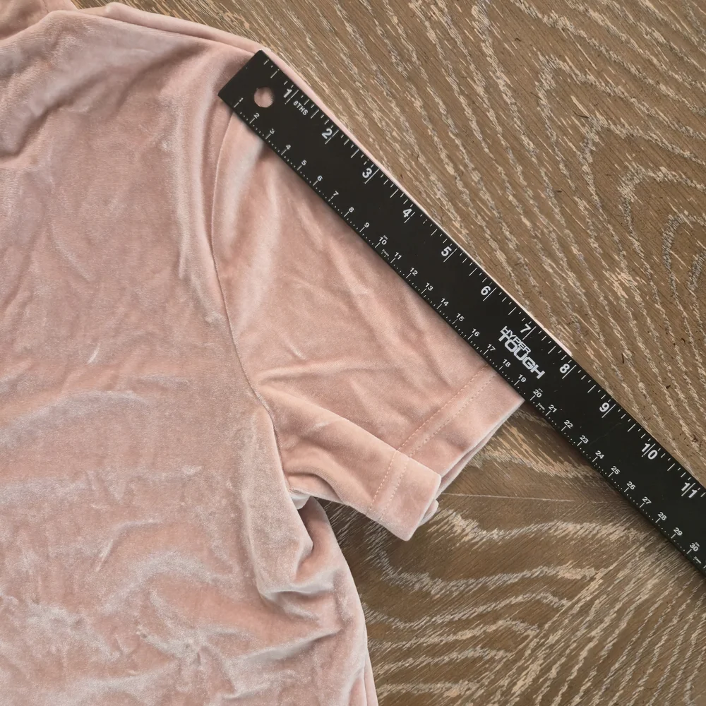 Madewell Velvet Mock Neck Short Sleeve Top Blush Pink Size Small Soft Stretchy